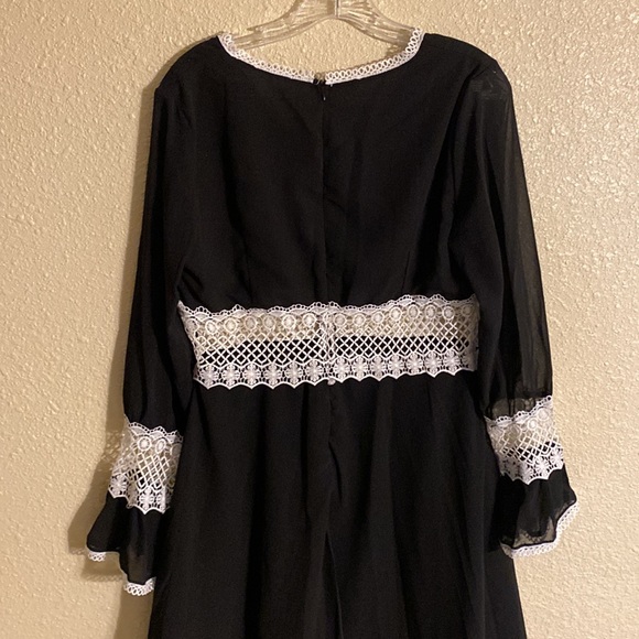 Black Dress with White Lace Cutout Sections Size 10 - Picture 9 of 13